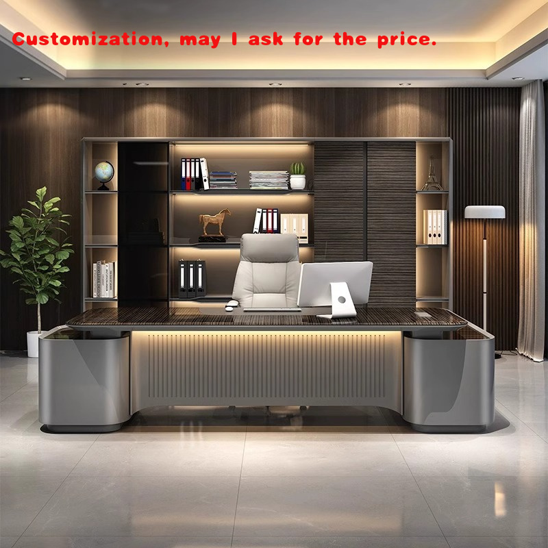 Office Furniture High End - Mesa ejecutiva lacada de lujo personalizada,