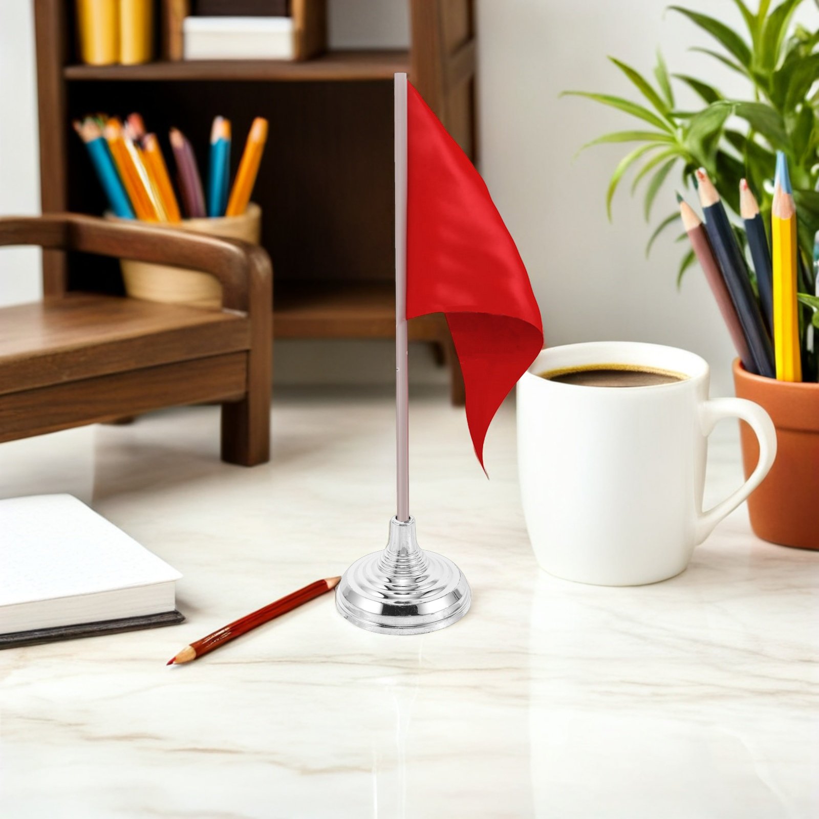 Base plateada para bandera de  - Office Furniture Layout reseña y precio